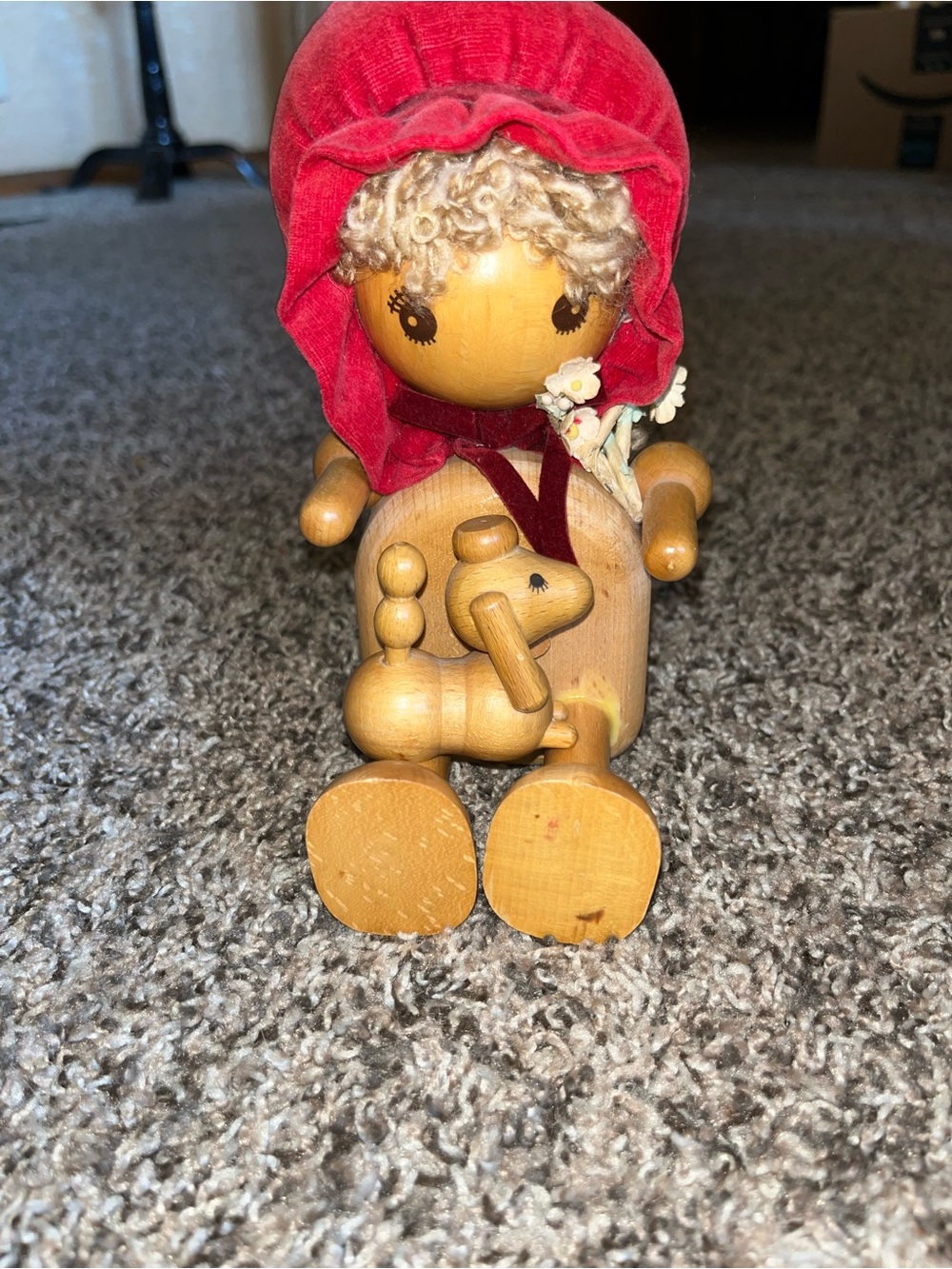 Vintage 70s Schmid Music Box Doll w/ Dog